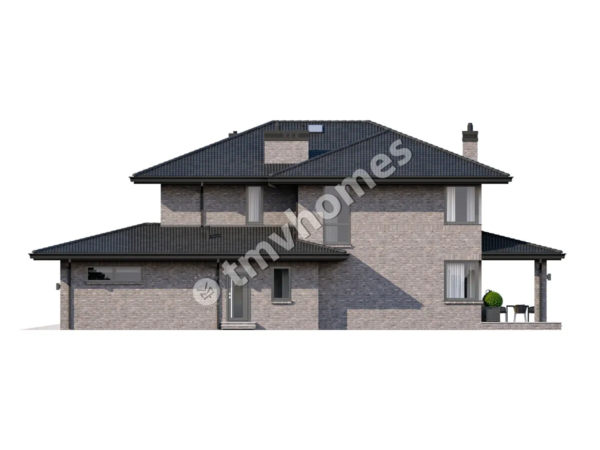 Projekt domu jednorodzinnego o pow. 307 m²: Piętrowy, 5 Sypialnie, 2 Łazienki, Otwarta kuchnia, Garaż