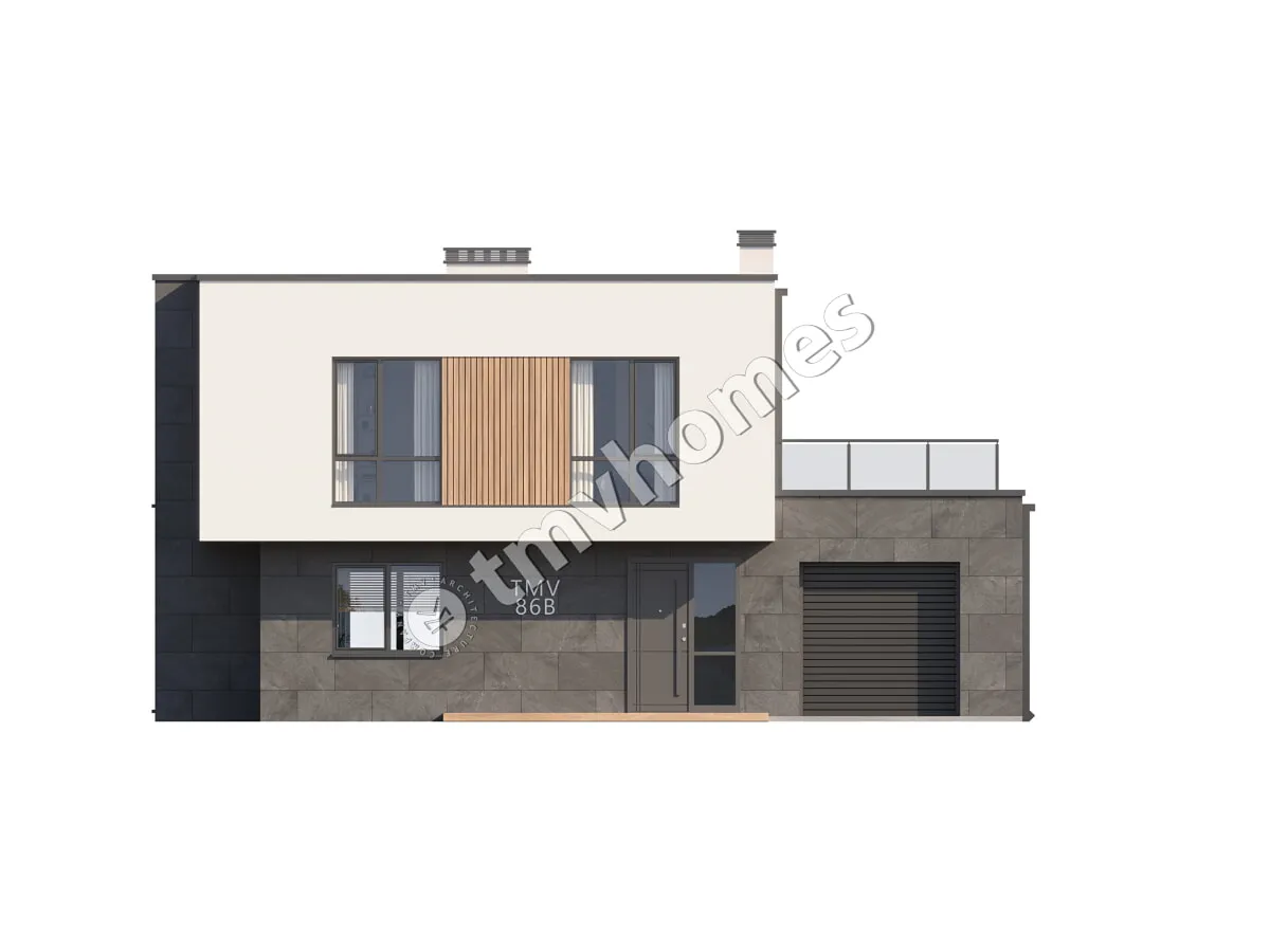 Projekt domu jednorodzinnego o pow. 206 m²: Piętrowy, 3 Sypialnie, 3 Łazienki, Otwarta kuchnia, Garaż