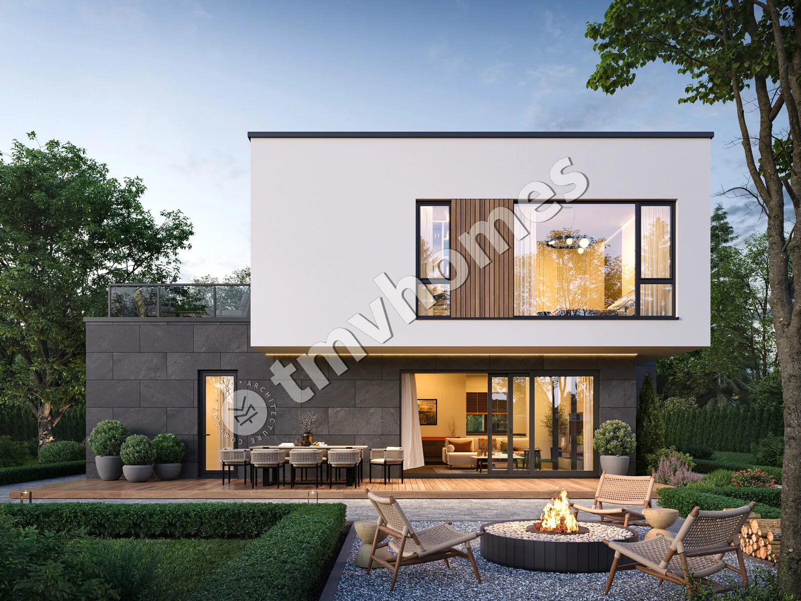 Projekt domu jednorodzinnego o pow. 206 m²: Piętrowy, 3 Sypialnie, 3 Łazienki, Otwarta kuchnia, Garaż
