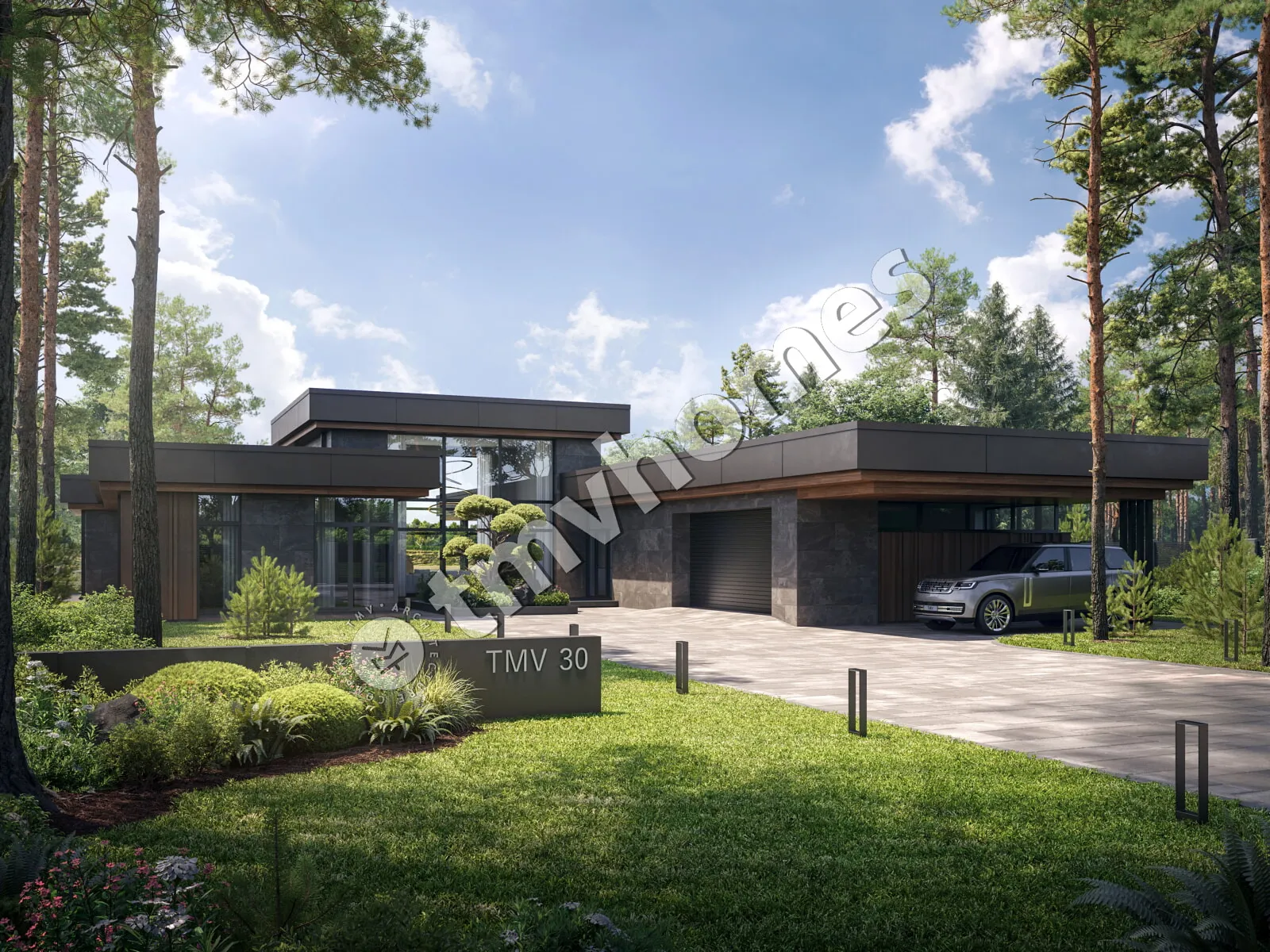 Projekt domu jednorodzinnego o pow. 287 m²: Parterowy, 3 Sypialnie, Gabinet, 3 Łazienki, Otwarta kuchnia, Wiata