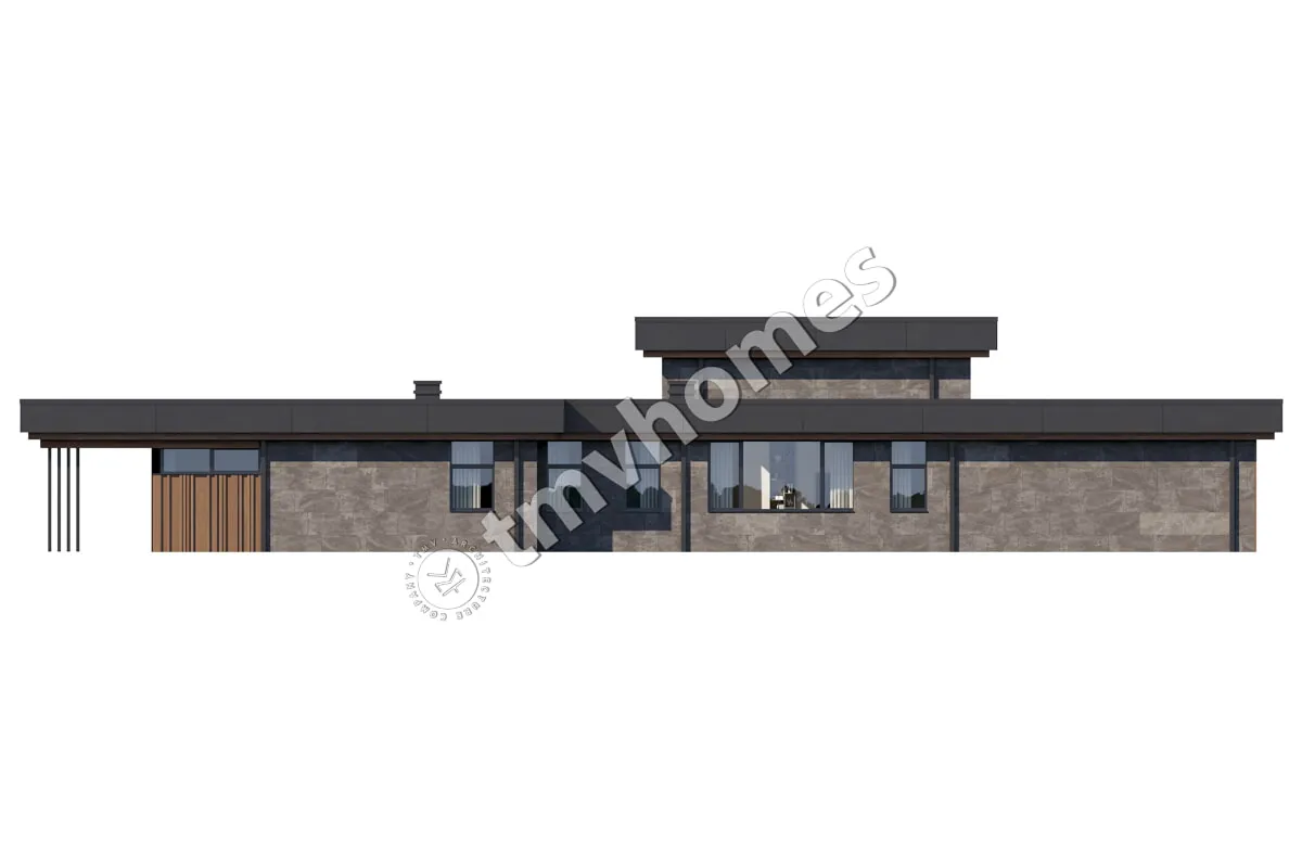 Projekt domu jednorodzinnego o pow. 287 m²: Parterowy, 3 Sypialnie, Gabinet, 3 Łazienki, Otwarta kuchnia, Wiata