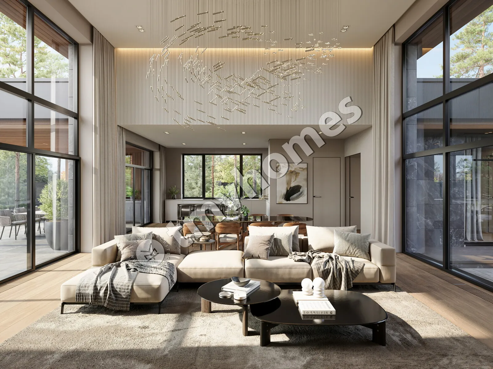 Projekt domu jednorodzinnego o pow. 287 m²: Parterowy, 3 Sypialnie, Gabinet, 3 Łazienki, Otwarta kuchnia, Wiata
