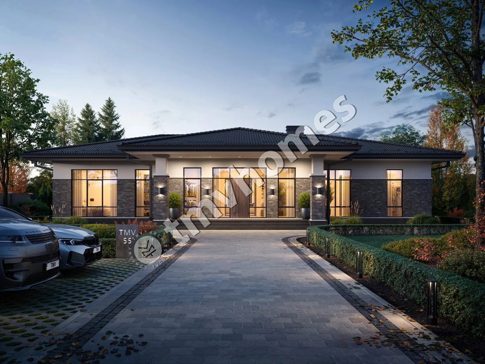 Projekt domu jednorodzinnego o pow. 212 m²: Parterowy, 3 Sypialnie, Gabinet, 3 Łazienki, Otwarta kuchnia