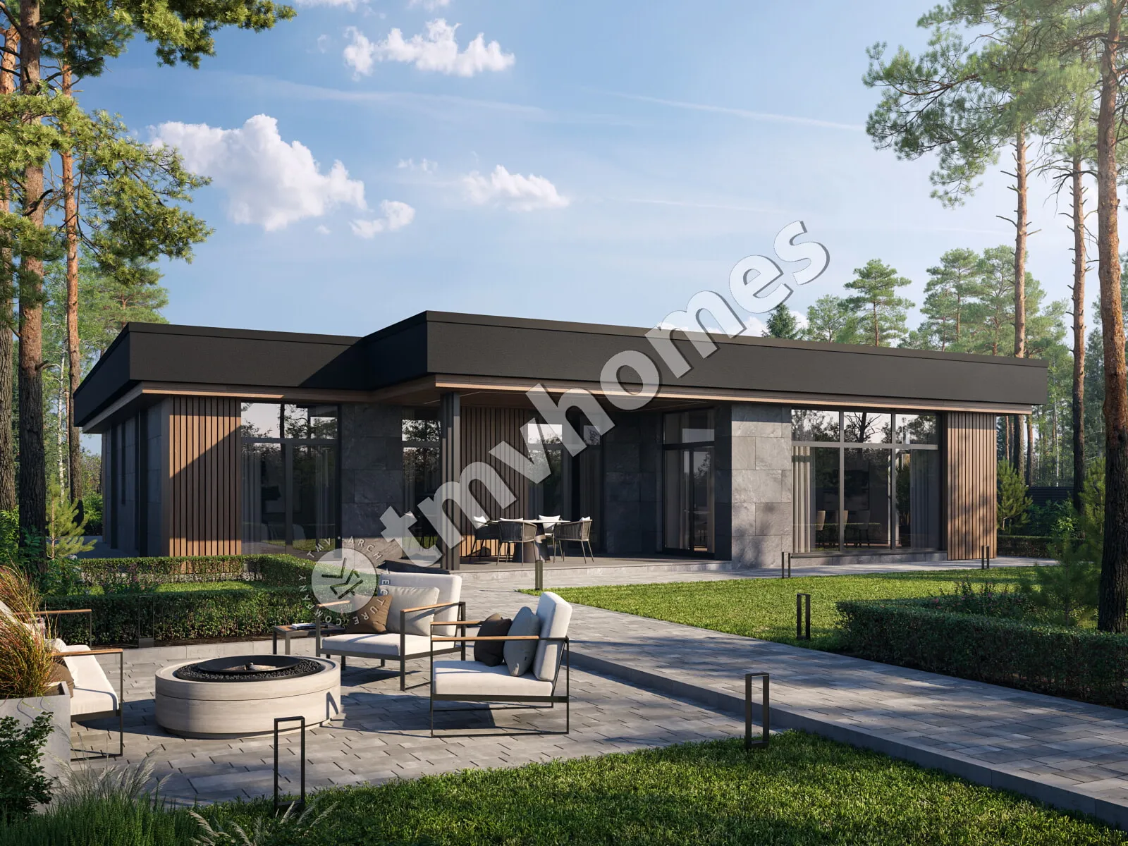 Projekt domu jednorodzinnego o pow. 189 m²: Parterowy, 3 Sypialnie, 2 Łazienki, Otwarta kuchnia, Garaż