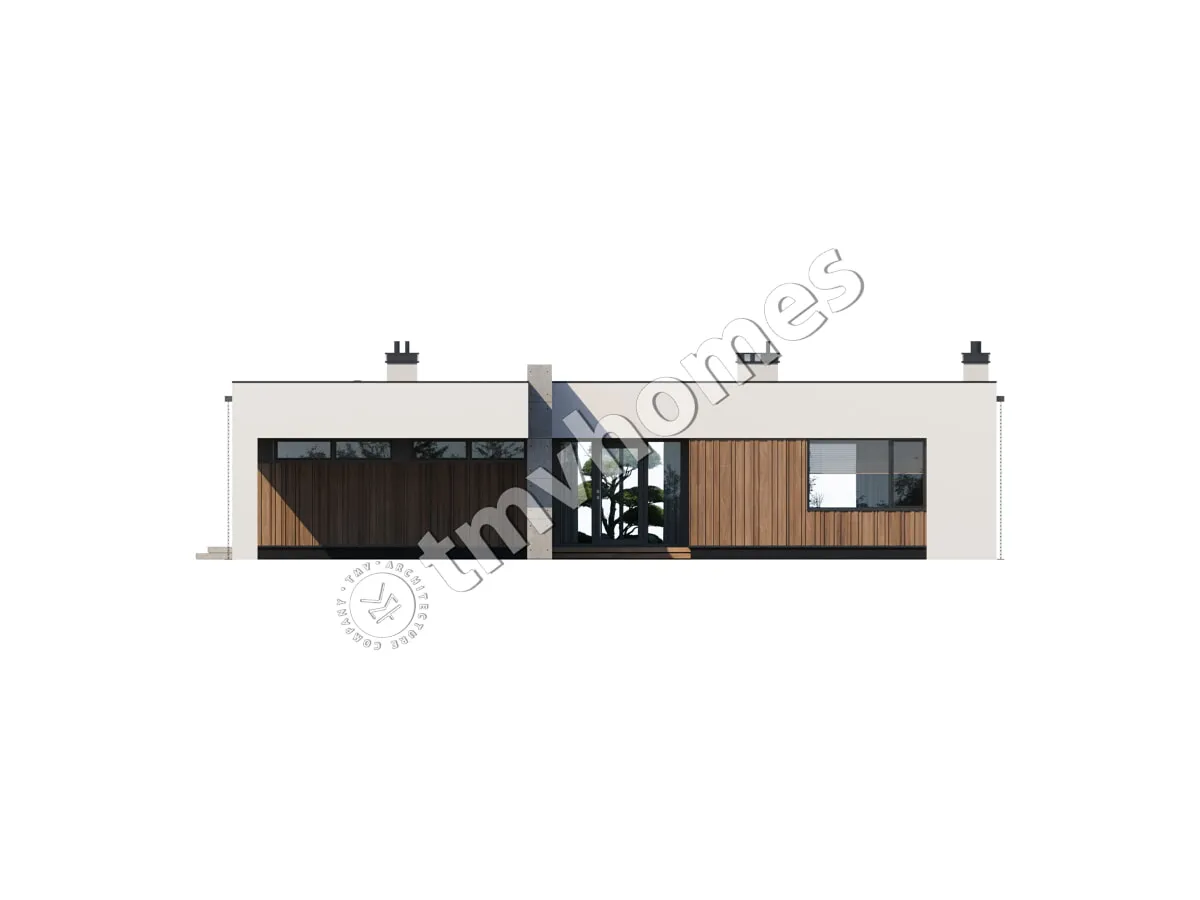 Projekt domu jednorodzinnego o pow. 244 m²: Parterowy + Piwnica, 3 Sypialnie, 3 Łazienki, Otwarta kuchnia, Wiata