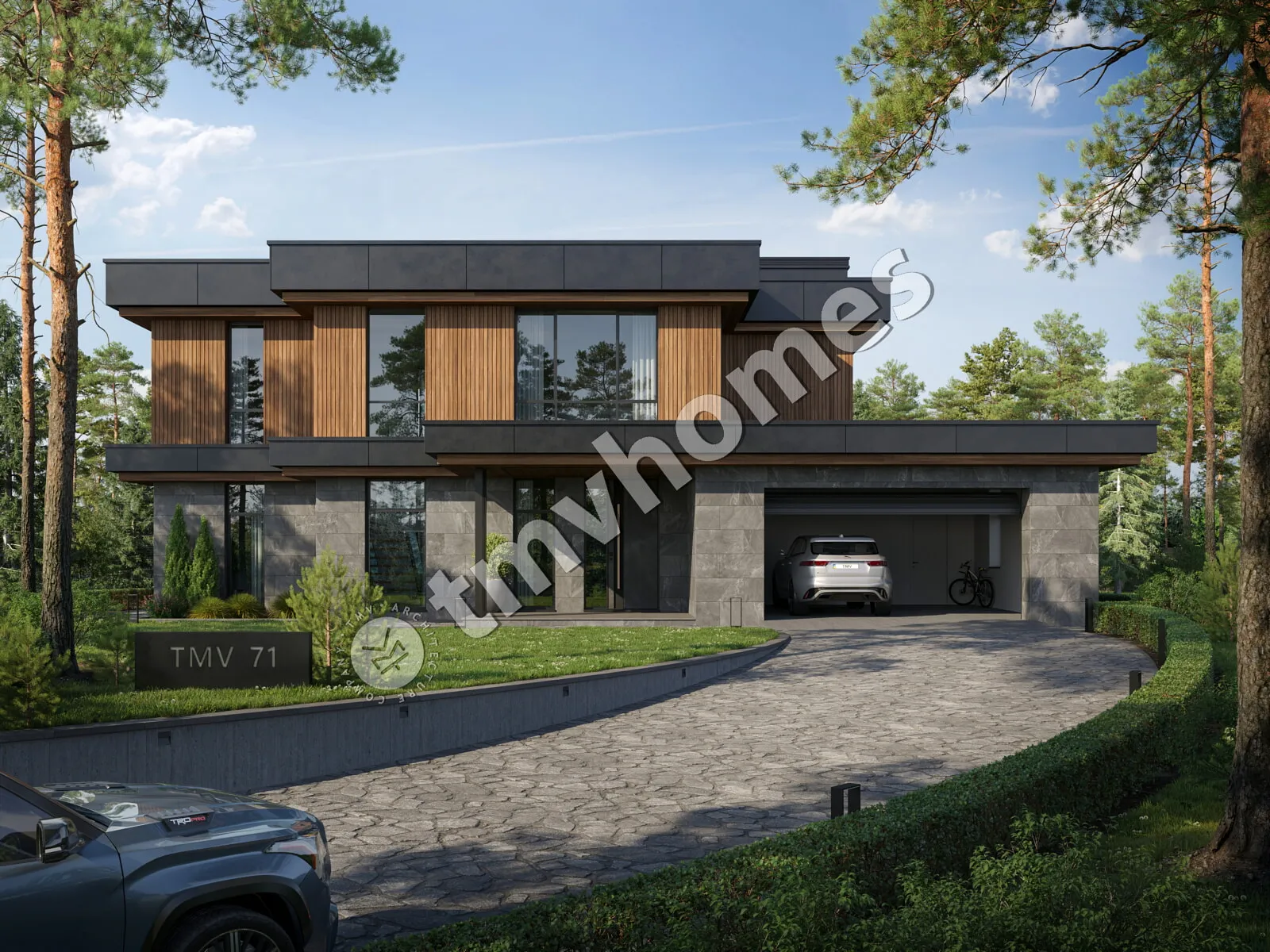 Projekt domu jednorodzinnego o pow. 285 m²: Piętrowy, 4 Sypialnie, 4 Łazienki, Otwarta kuchnia, Garaż