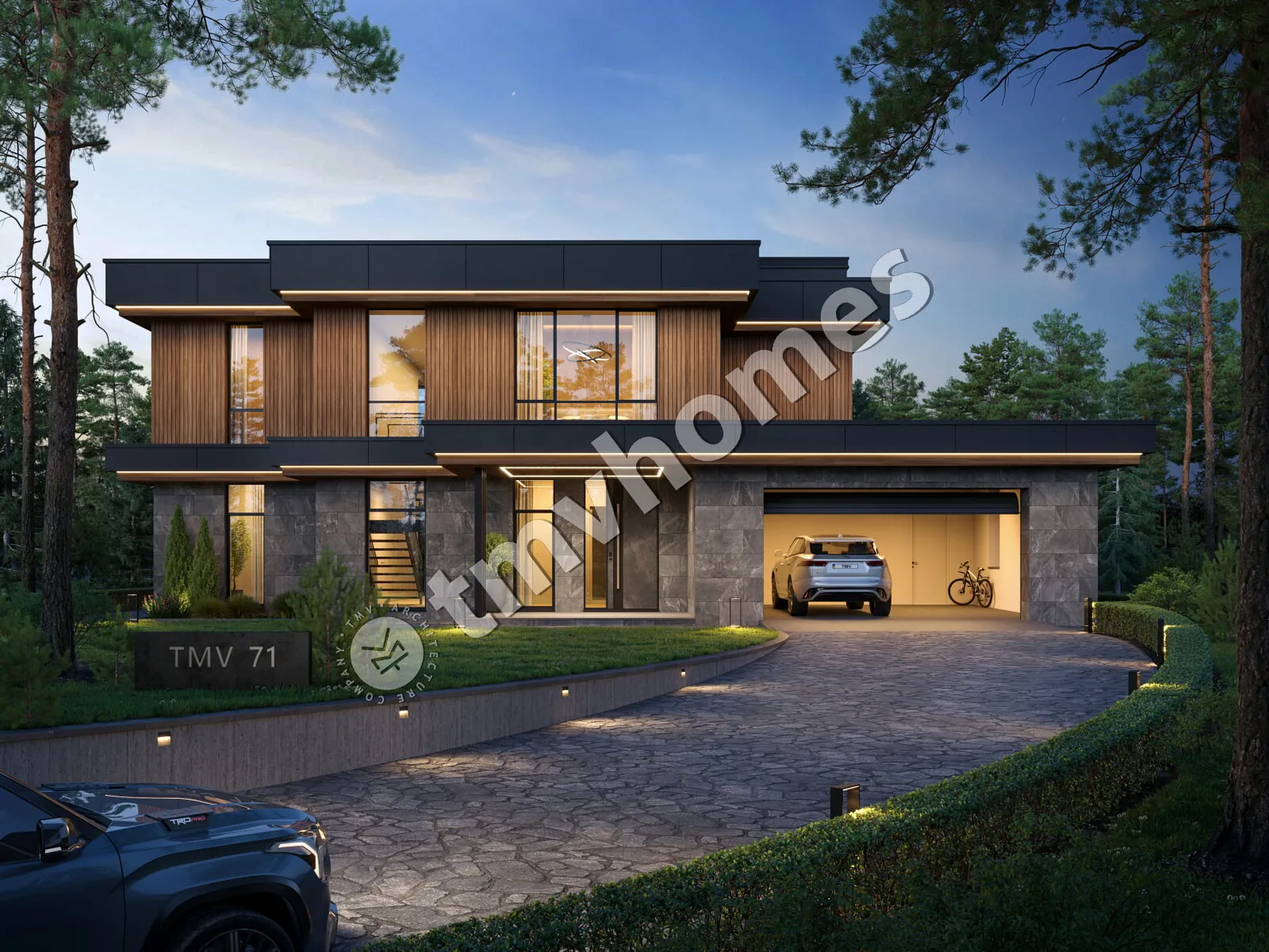 Projekt domu jednorodzinnego o pow. 285 m²: Piętrowy, 4 Sypialnie, 4 Łazienki, Otwarta kuchnia, Garaż