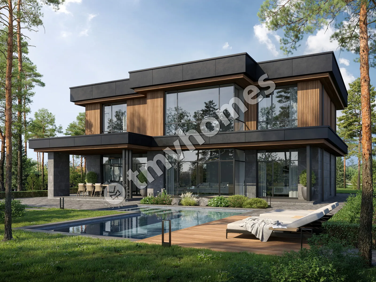 Projekt domu jednorodzinnego o pow. 285 m²: Piętrowy, 4 Sypialnie, 4 Łazienki, Otwarta kuchnia, Garaż
