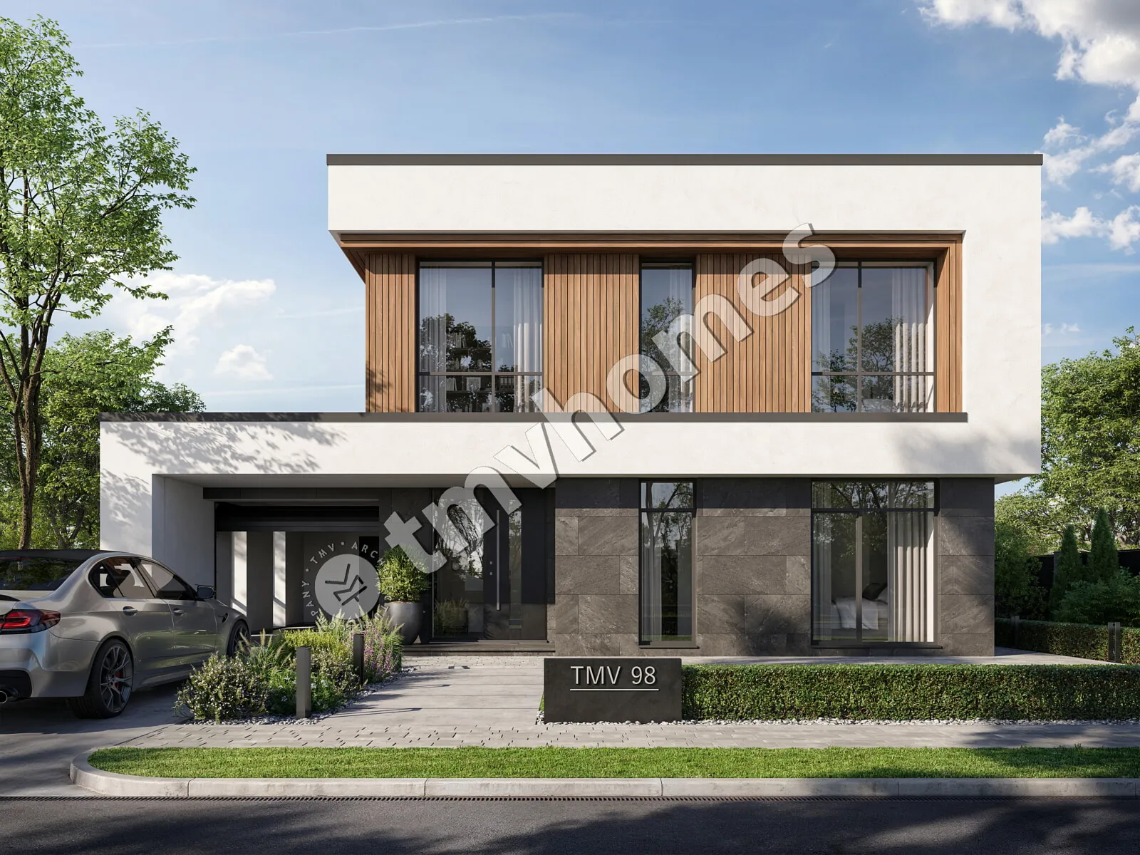 Projekt domu jednorodzinnego o pow. 233 m²: Piętrowy, 4 Sypialnie, 3 Łazienki, Otwarta kuchnia, Garaż