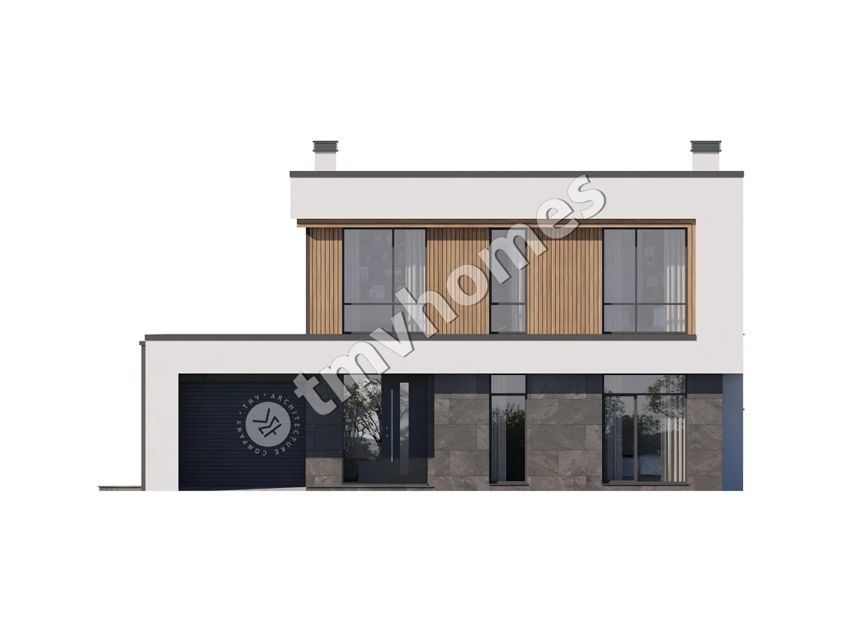 Projekt domu jednorodzinnego o pow. 233 m²: Piętrowy, 4 Sypialnie, 3 Łazienki, Otwarta kuchnia, Garaż