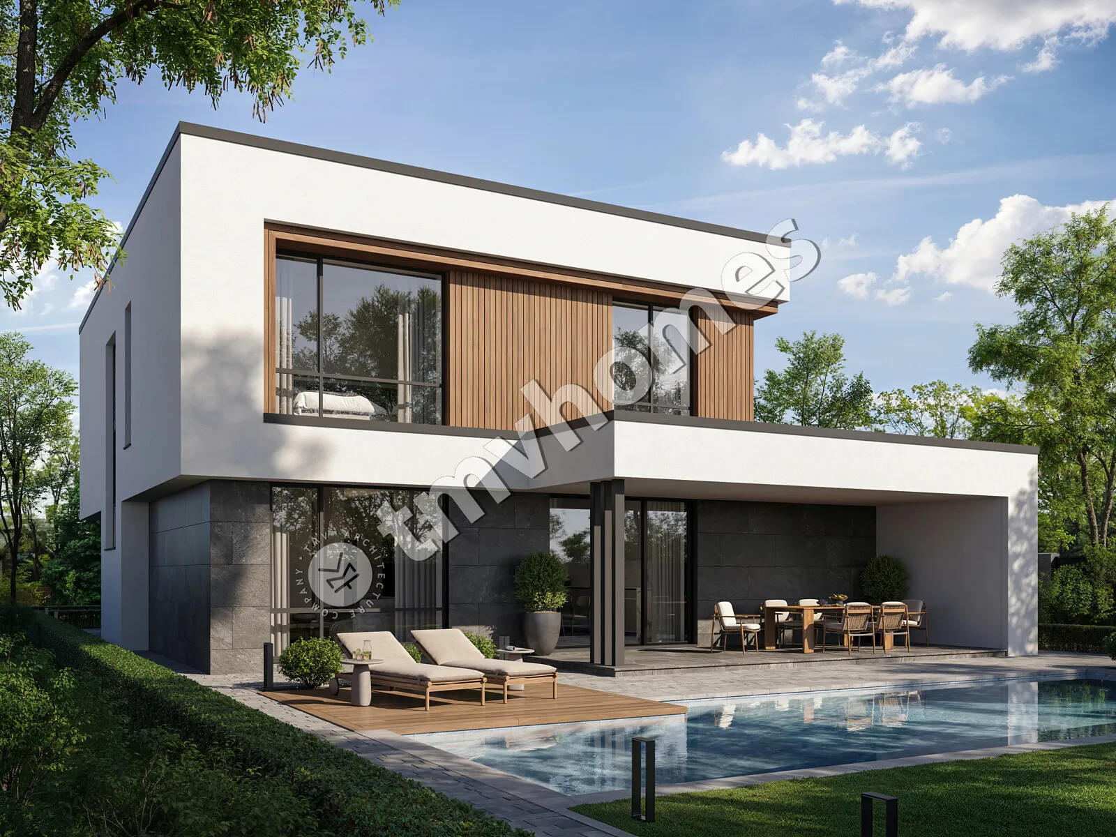 Projekt domu jednorodzinnego o pow. 233 m²: Piętrowy, 4 Sypialnie, 3 Łazienki, Otwarta kuchnia, Garaż