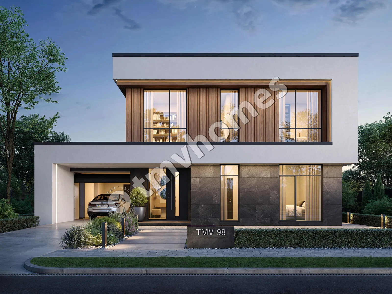 Projekt domu jednorodzinnego o pow. 233 m²: Piętrowy, 4 Sypialnie, 3 Łazienki, Otwarta kuchnia, Garaż