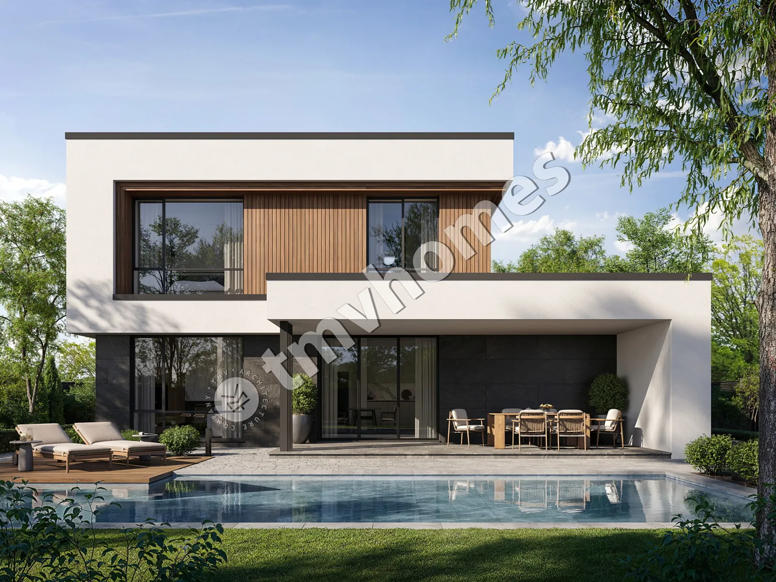 Projekt domu jednorodzinnego o pow. 233 m²: Piętrowy, 4 Sypialnie, 3 Łazienki, Otwarta kuchnia, Garaż