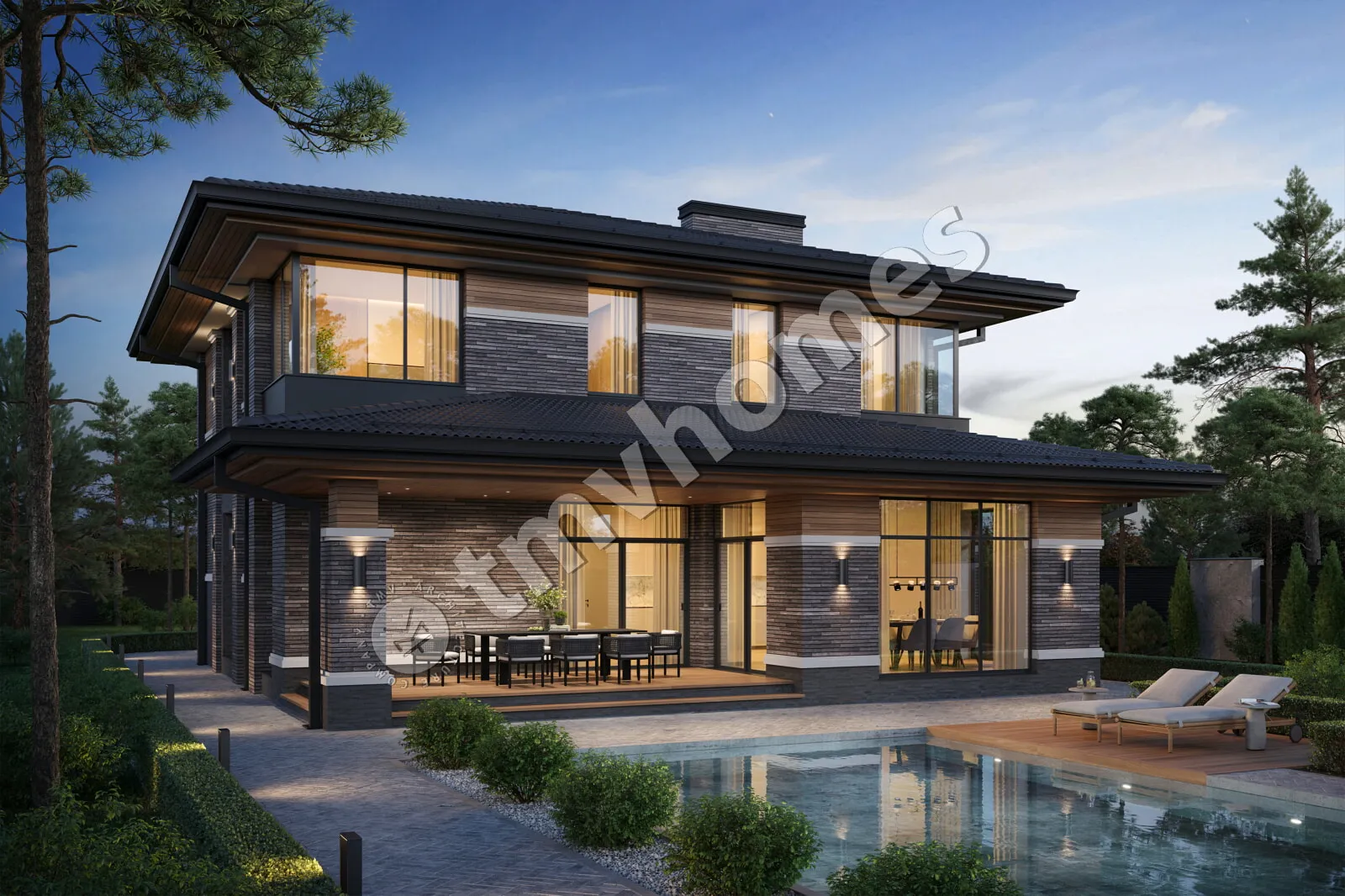 Projekt domu jednorodzinnego o pow. 246 m²: Piętrowy, 4 Sypialnie, 3 Łazienki, Otwarta kuchnia
