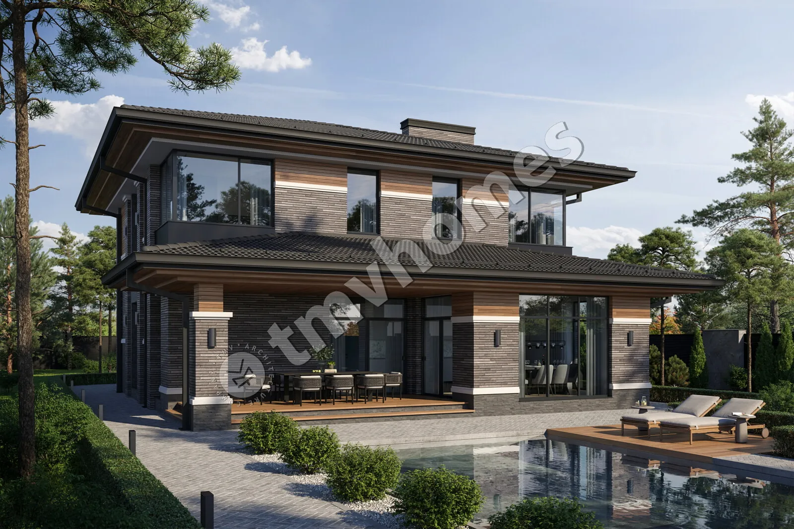 Projekt domu jednorodzinnego o pow. 246 m²: Piętrowy, 4 Sypialnie, 3 Łazienki, Otwarta kuchnia