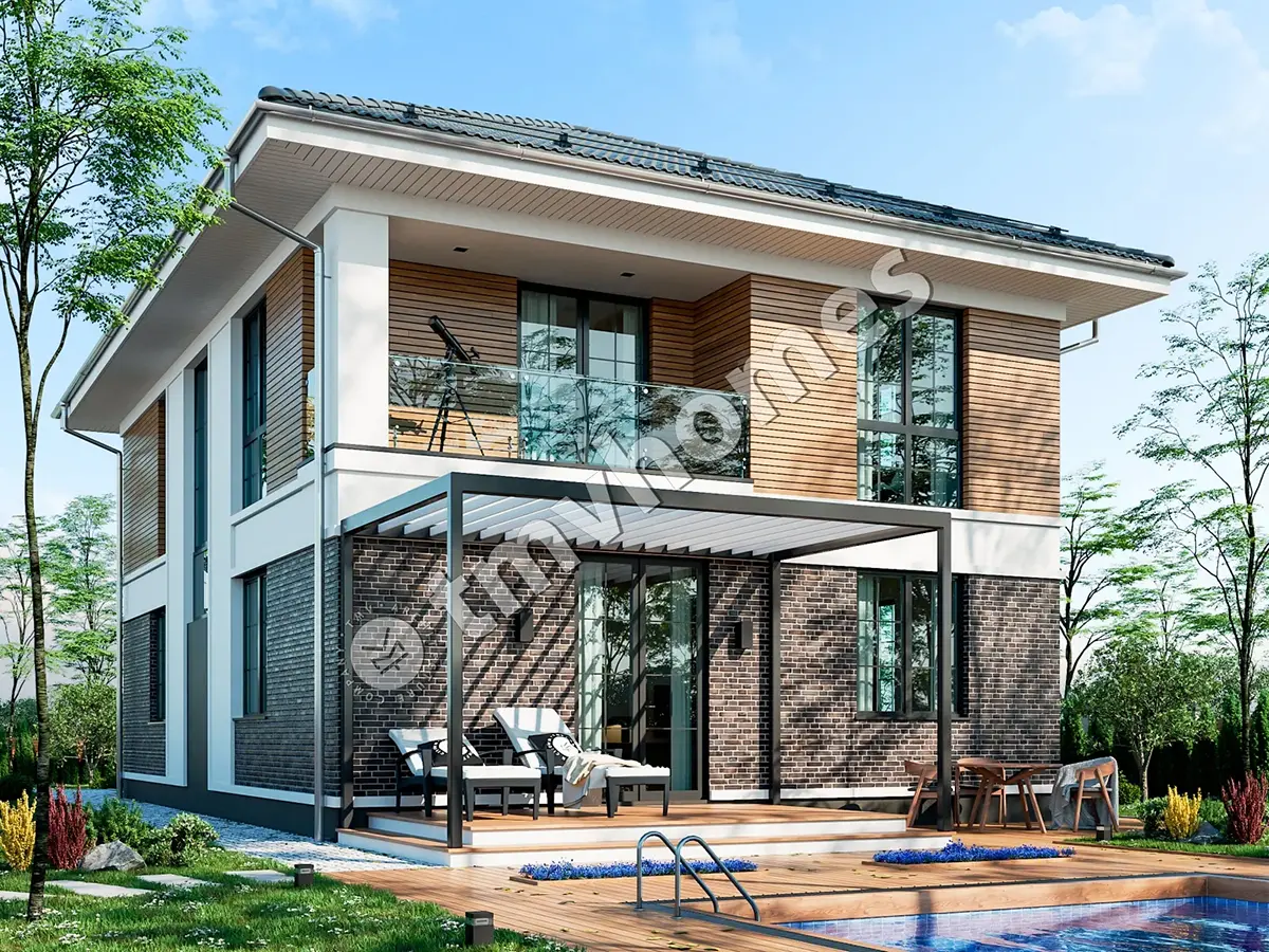 Projekt domu jednorodzinnego o pow. 181 m²: Piętrowy, 4 Sypialnie, 3 Łazienki, Otwarta kuchnia