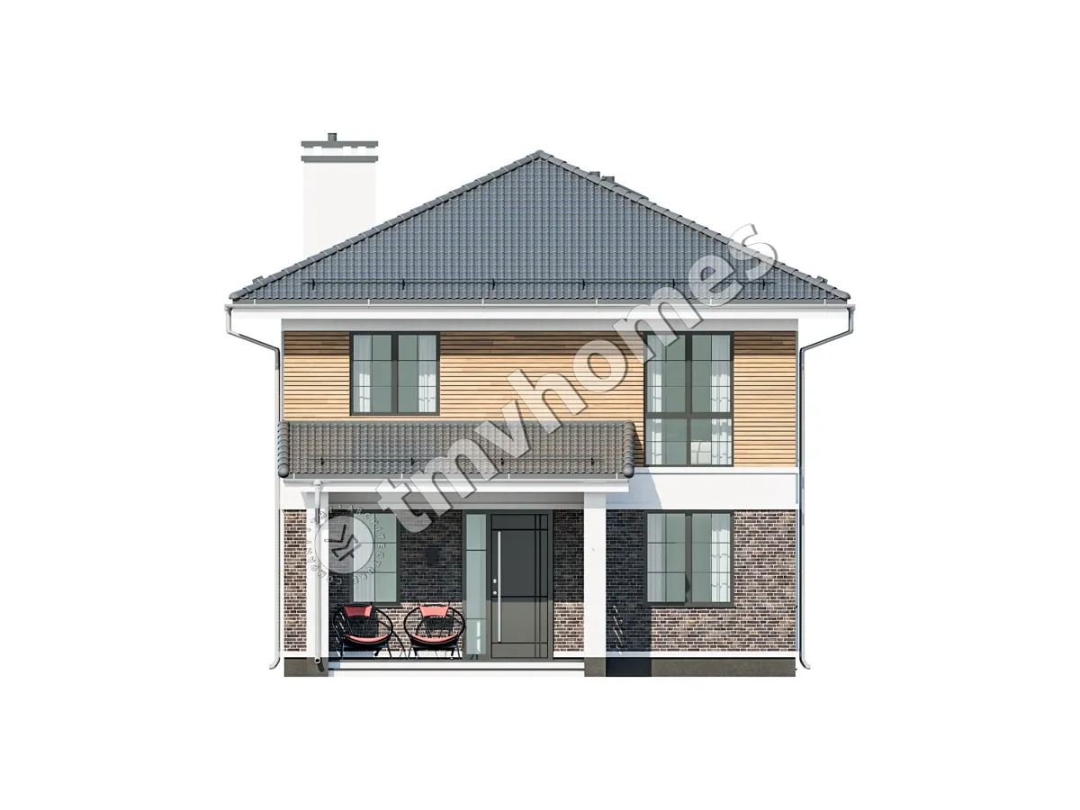Projekt domu jednorodzinnego o pow. 181 m²: Piętrowy, 4 Sypialnie, 3 Łazienki, Otwarta kuchnia
