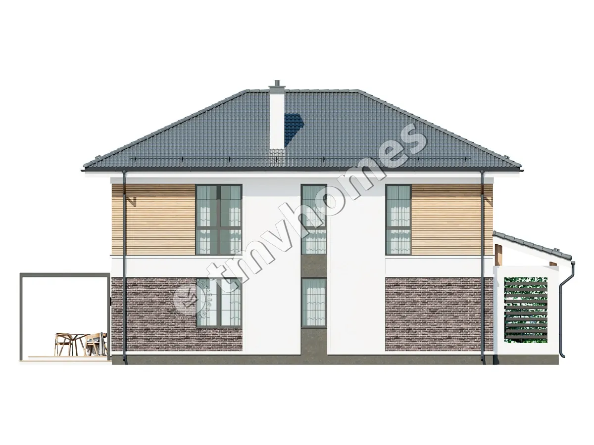 Projekt domu jednorodzinnego o pow. 186 m²: Piętrowy, 5 Sypialnie, 2 Łazienki, Otwarta kuchnia