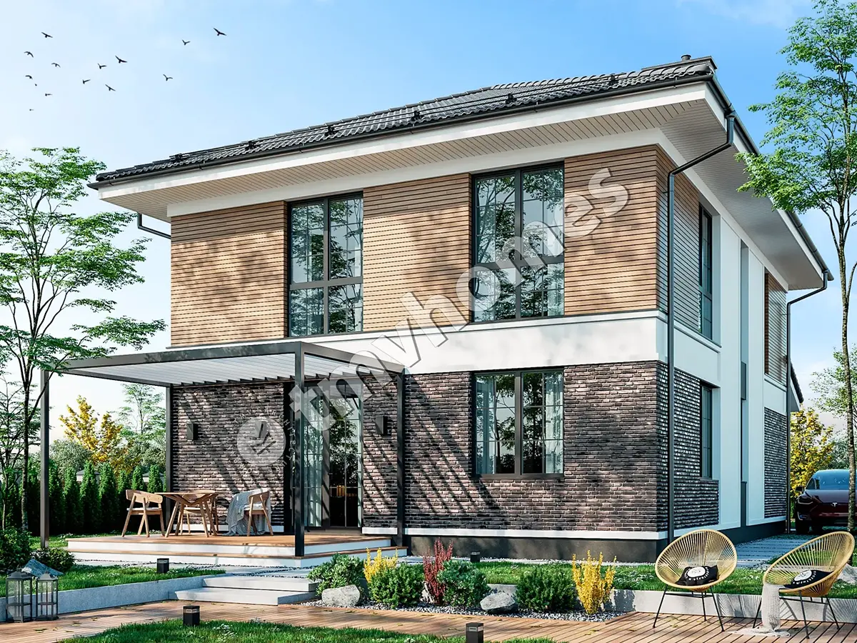 Projekt domu jednorodzinnego o pow. 186 m²: Piętrowy, 5 Sypialnie, 2 Łazienki, Otwarta kuchnia