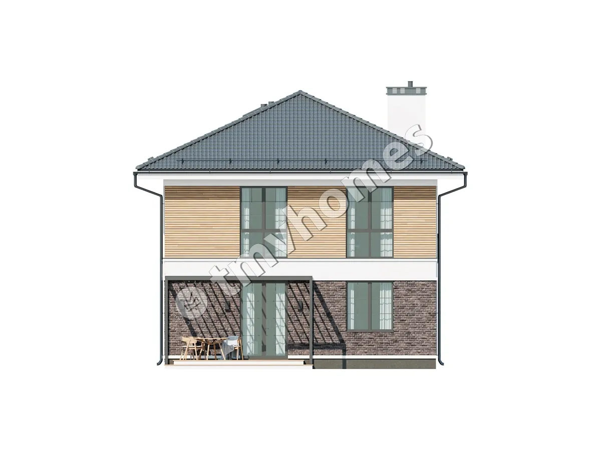 Projekt domu jednorodzinnego o pow. 186 m²: Piętrowy, 5 Sypialnie, 2 Łazienki, Otwarta kuchnia