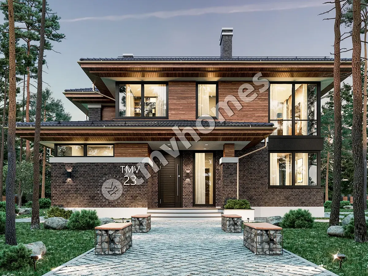 Projekt domu jednorodzinnego o pow. 256 m²: Piętrowy, 4 Sypialnie, Gabinet, 3 Łazienki, Otwarta kuchnia