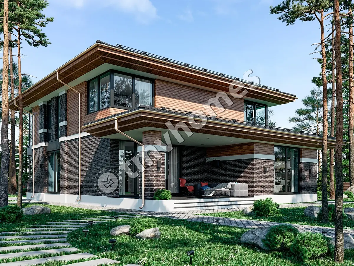 Projekt domu jednorodzinnego o pow. 256 m²: Piętrowy, 4 Sypialnie, Gabinet, 3 Łazienki, Otwarta kuchnia