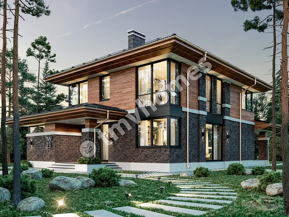 Projekt domu jednorodzinnego o pow. 256 m²: Piętrowy, 4 Sypialnie, Gabinet, 3 Łazienki, Otwarta kuchnia