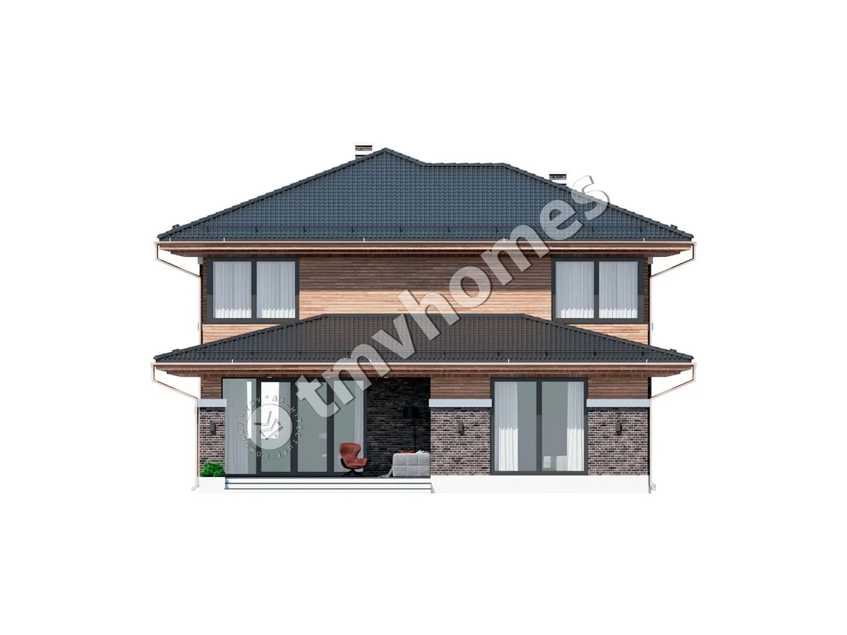 Projekt domu jednorodzinnego o pow. 256 m²: Piętrowy, 4 Sypialnie, Gabinet, 3 Łazienki, Otwarta kuchnia