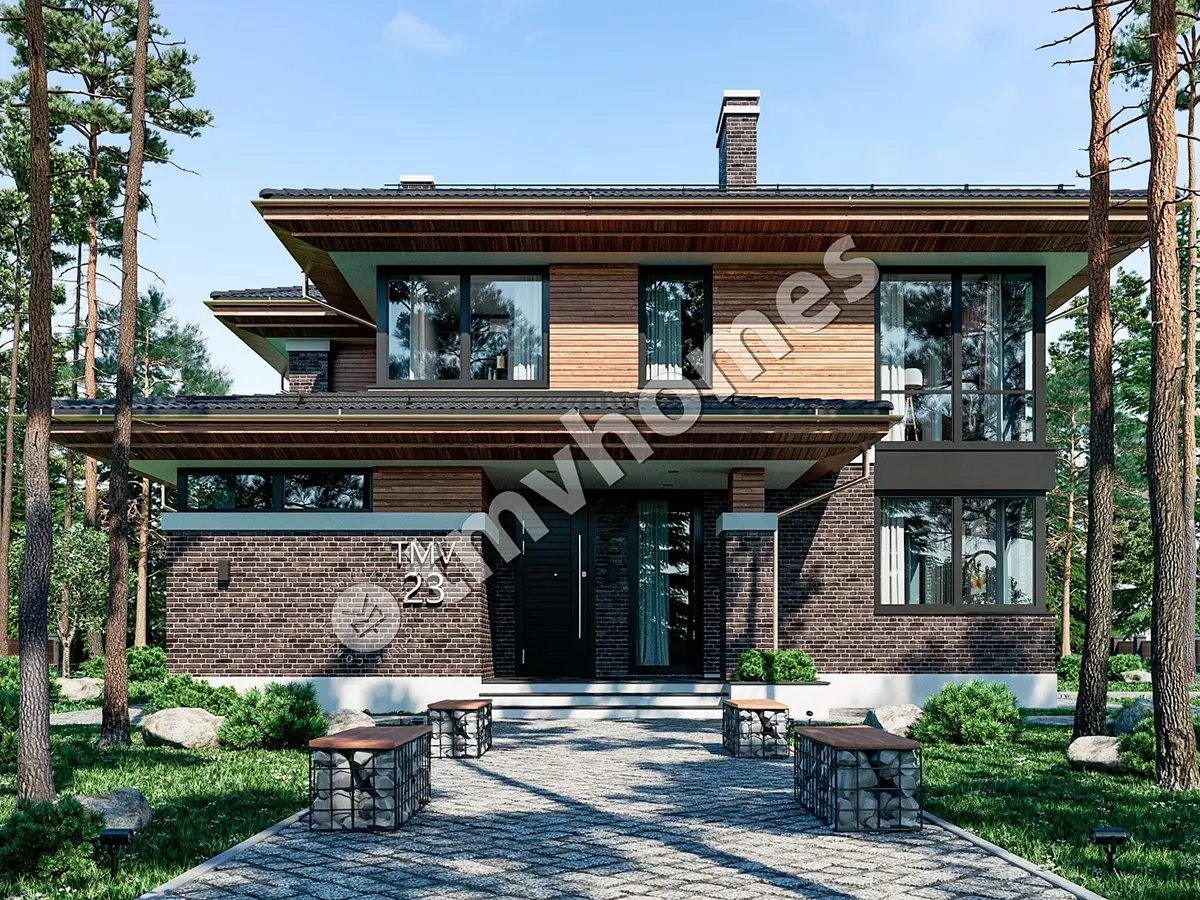 Projekt domu jednorodzinnego o pow. 256 m²: Piętrowy, 4 Sypialnie, Gabinet, 3 Łazienki, Otwarta kuchnia