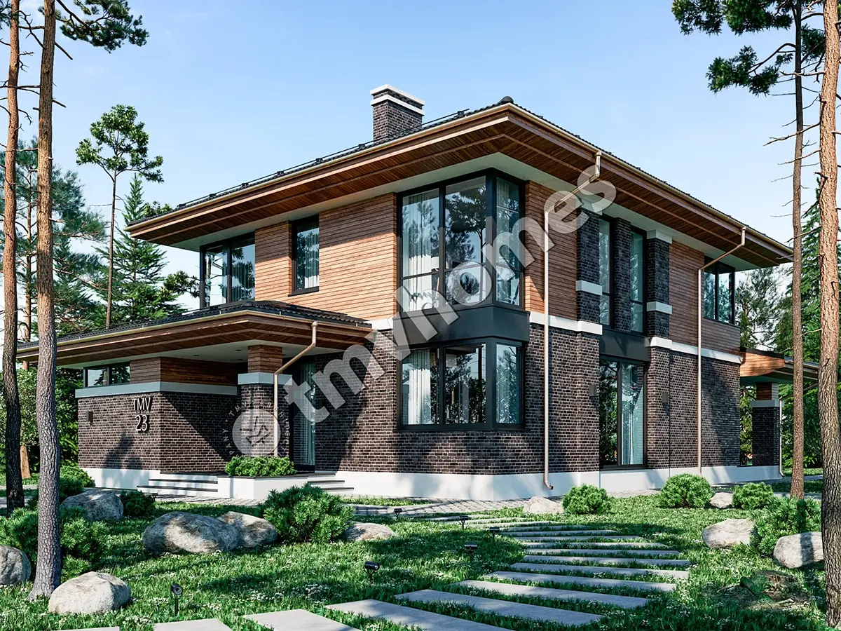 Projekt domu jednorodzinnego o pow. 256 m²: Piętrowy, 4 Sypialnie, Gabinet, 3 Łazienki, Otwarta kuchnia