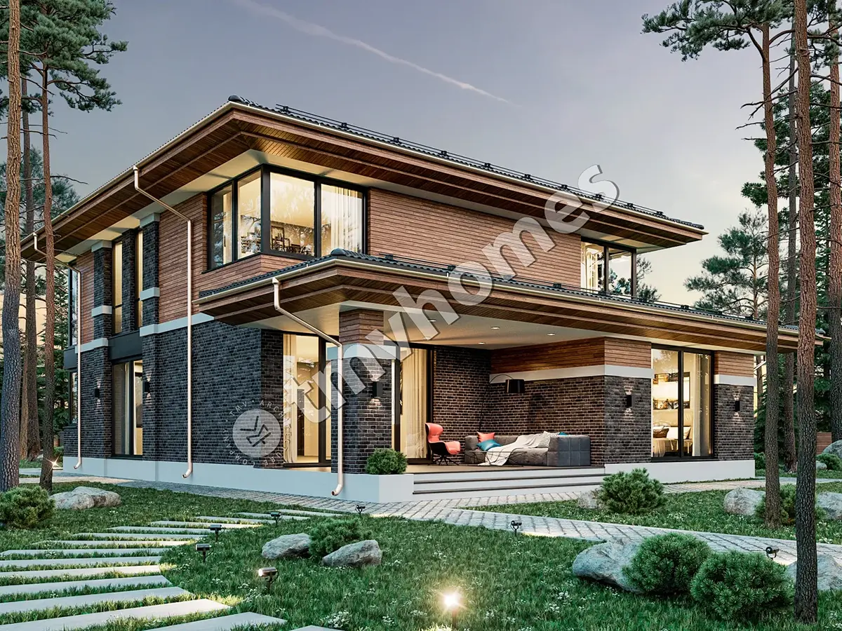Projekt domu jednorodzinnego o pow. 256 m²: Piętrowy, 4 Sypialnie, Gabinet, 3 Łazienki, Otwarta kuchnia