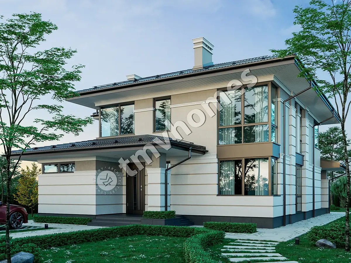 Projekt domu jednorodzinnego o pow. 256 m²: Piętrowy, 4 Sypialnie, Gabinet, 3 Łazienki, Otwarta kuchnia