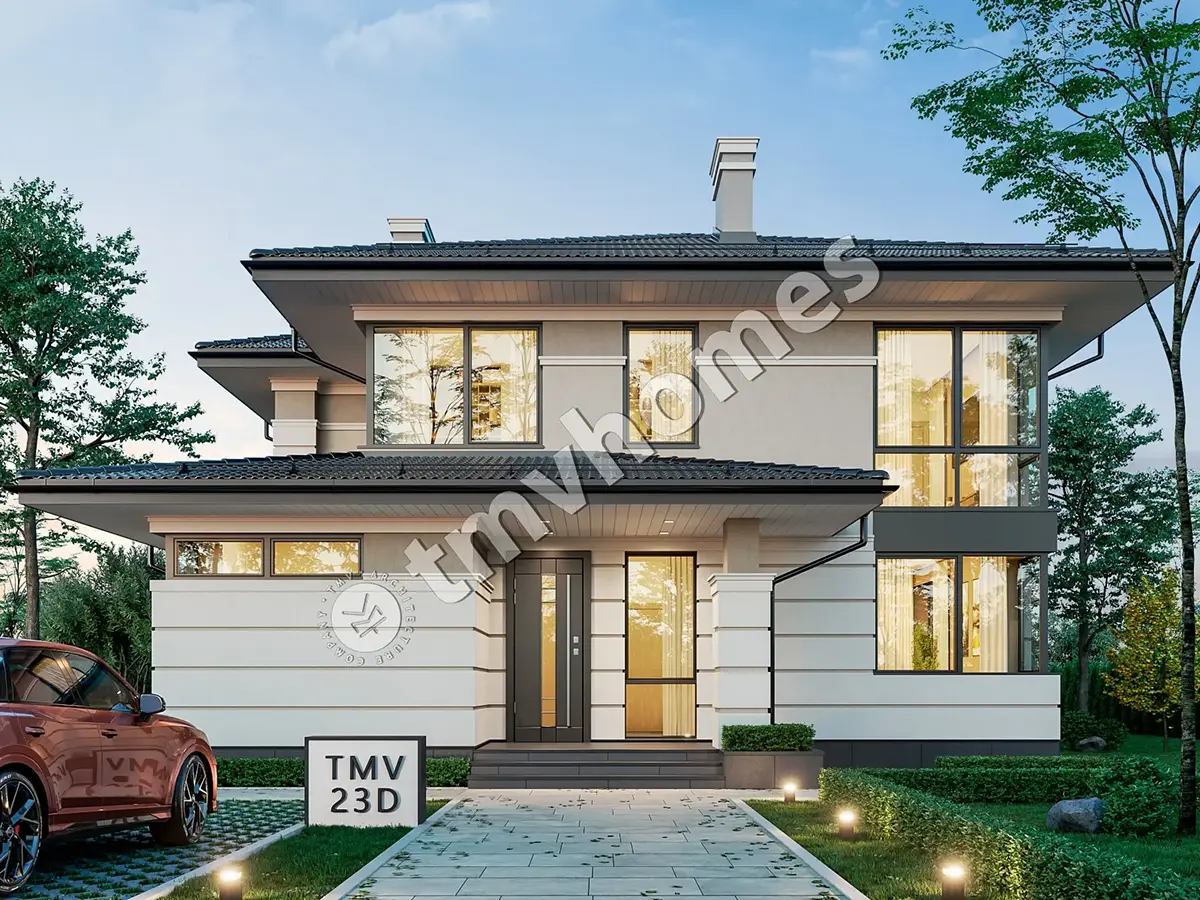 Projekt domu jednorodzinnego o pow. 256 m²: Piętrowy, 4 Sypialnie, Gabinet, 3 Łazienki, Otwarta kuchnia