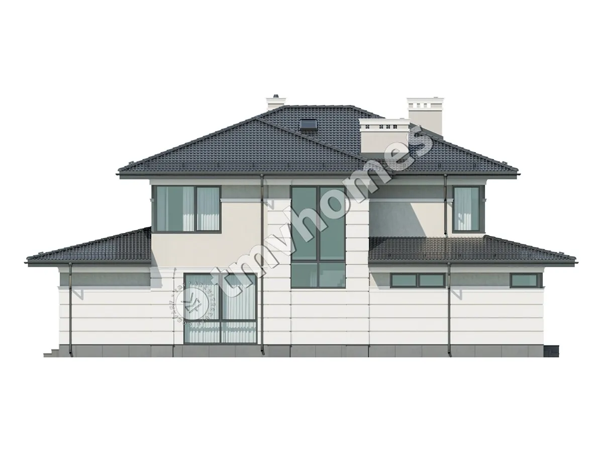 Projekt domu jednorodzinnego o pow. 256 m²: Piętrowy, 4 Sypialnie, Gabinet, 3 Łazienki, Otwarta kuchnia