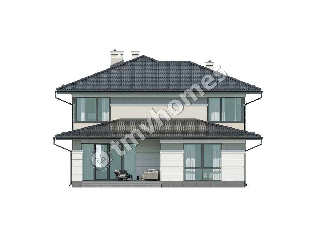 Projekt domu jednorodzinnego o pow. 256 m²: Piętrowy, 4 Sypialnie, Gabinet, 3 Łazienki, Otwarta kuchnia
