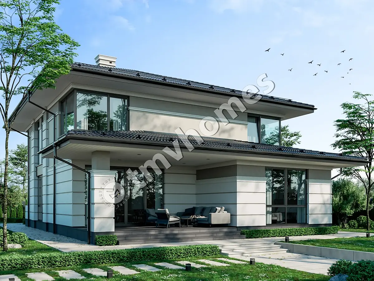 Projekt domu jednorodzinnego o pow. 256 m²: Piętrowy, 4 Sypialnie, Gabinet, 3 Łazienki, Otwarta kuchnia