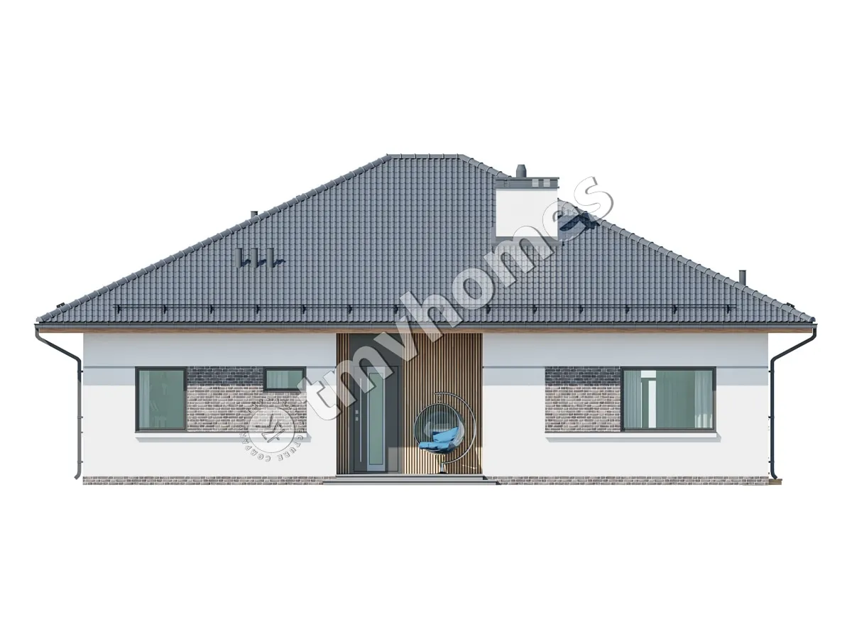 Projekt domu jednorodzinnego o pow. 160 m²: Parterowy, 3 Sypialnie, 2 Łazienki, Otwarta kuchnia