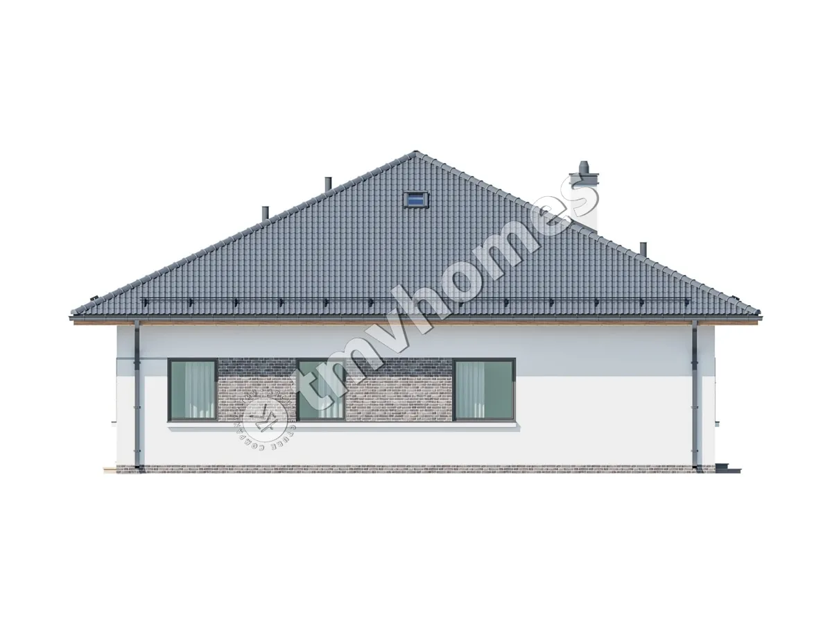 Projekt domu jednorodzinnego o pow. 160 m²: Parterowy, 3 Sypialnie, 2 Łazienki, Otwarta kuchnia