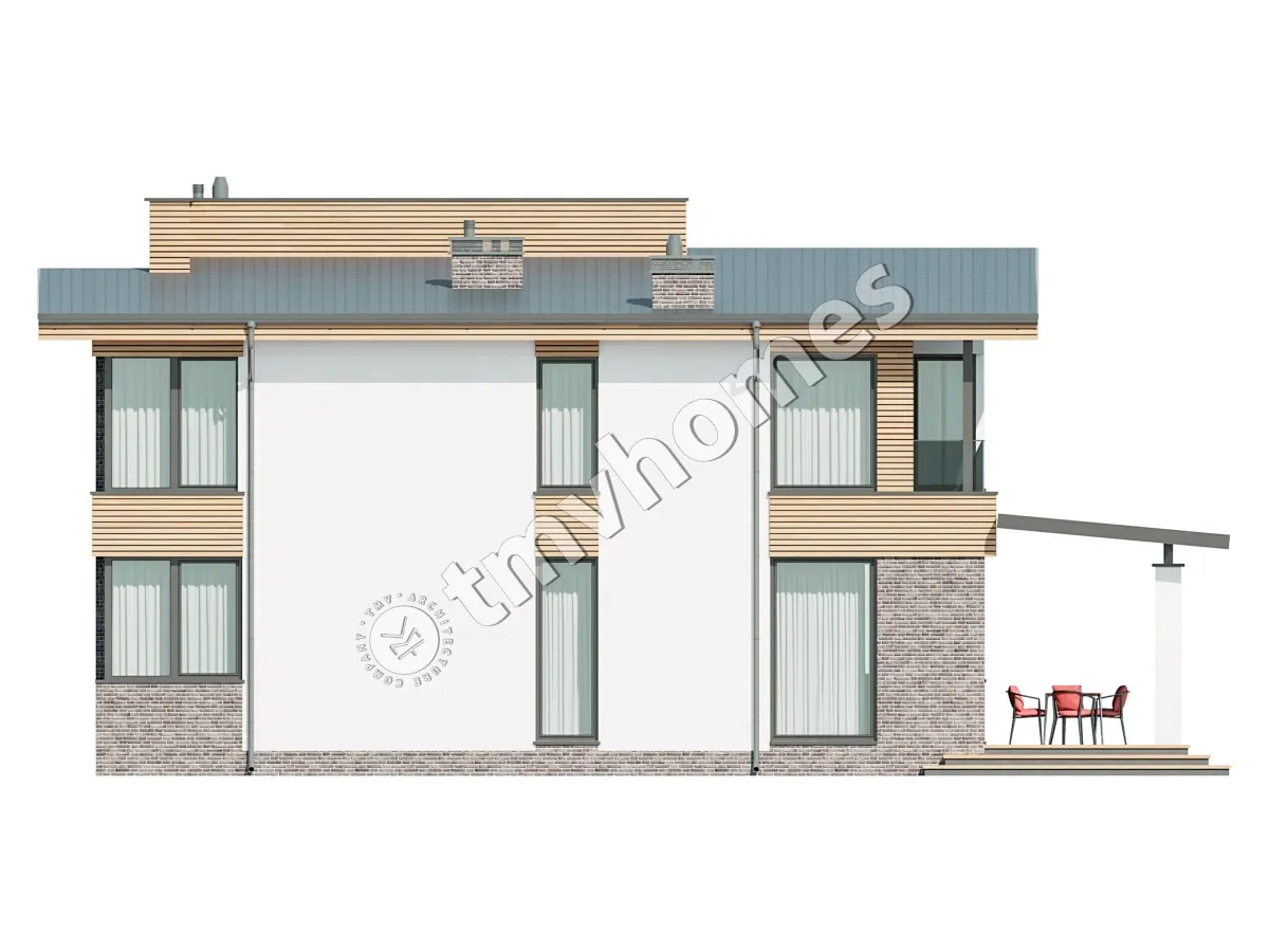 Projekt domu jednorodzinnego o pow. 206 m²: Piętrowy, 3 Sypialnie, Gabinet, 3 Łazienki, Otwarta kuchnia