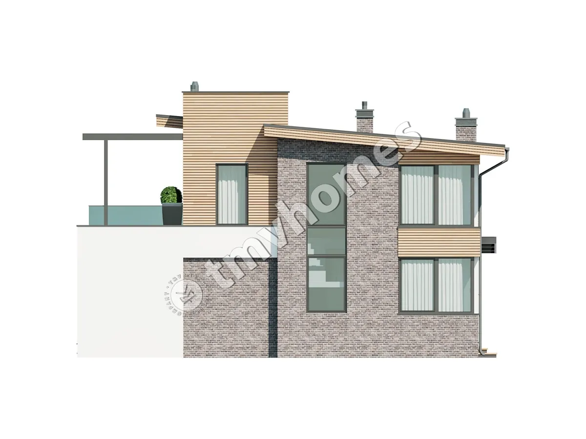 Projekt domu jednorodzinnego o pow. 206 m²: Piętrowy, 3 Sypialnie, Gabinet, 3 Łazienki, Otwarta kuchnia