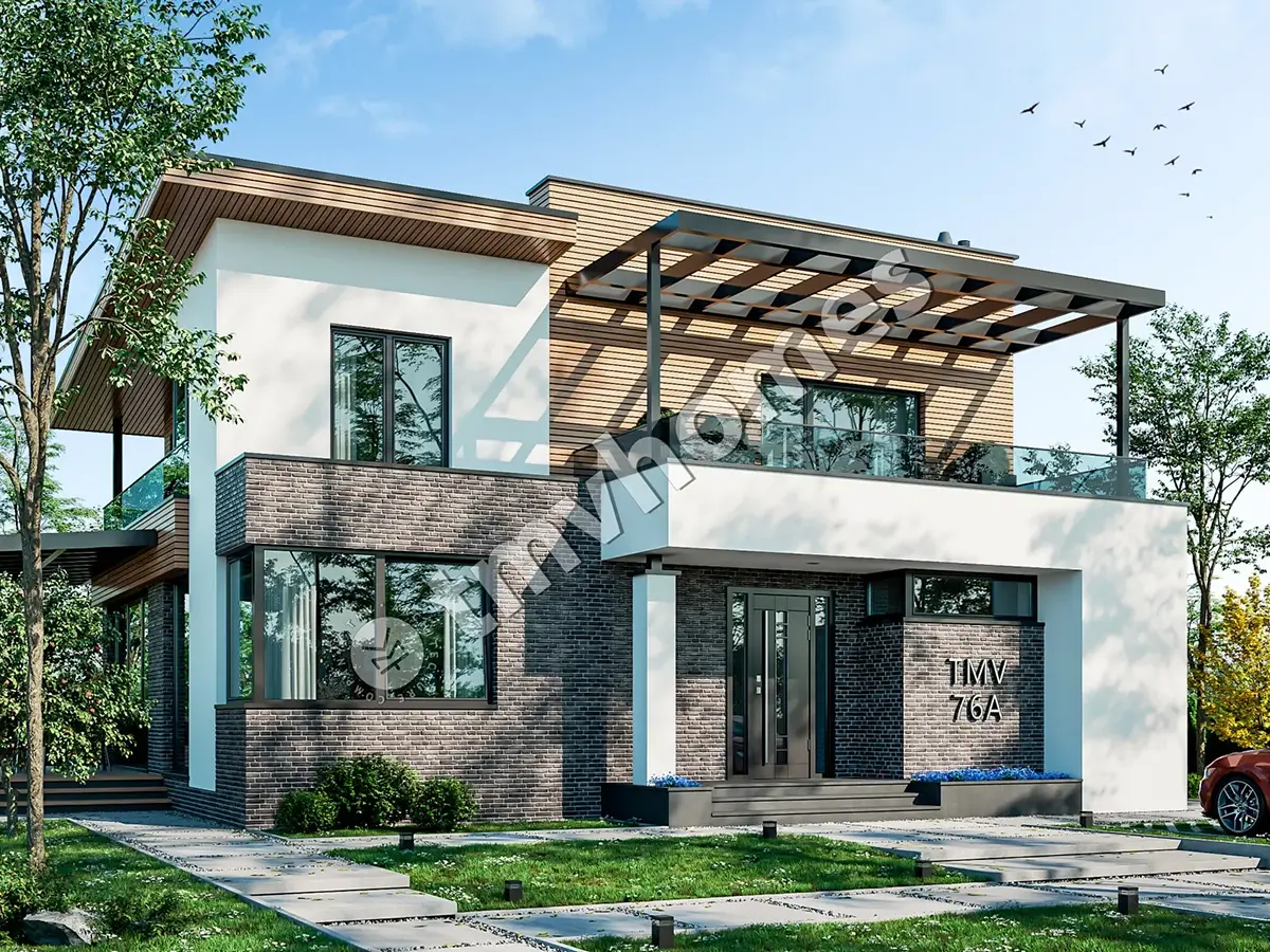 Projekt domu jednorodzinnego o pow. 206 m²: Piętrowy, 3 Sypialnie, Gabinet, 3 Łazienki, Otwarta kuchnia