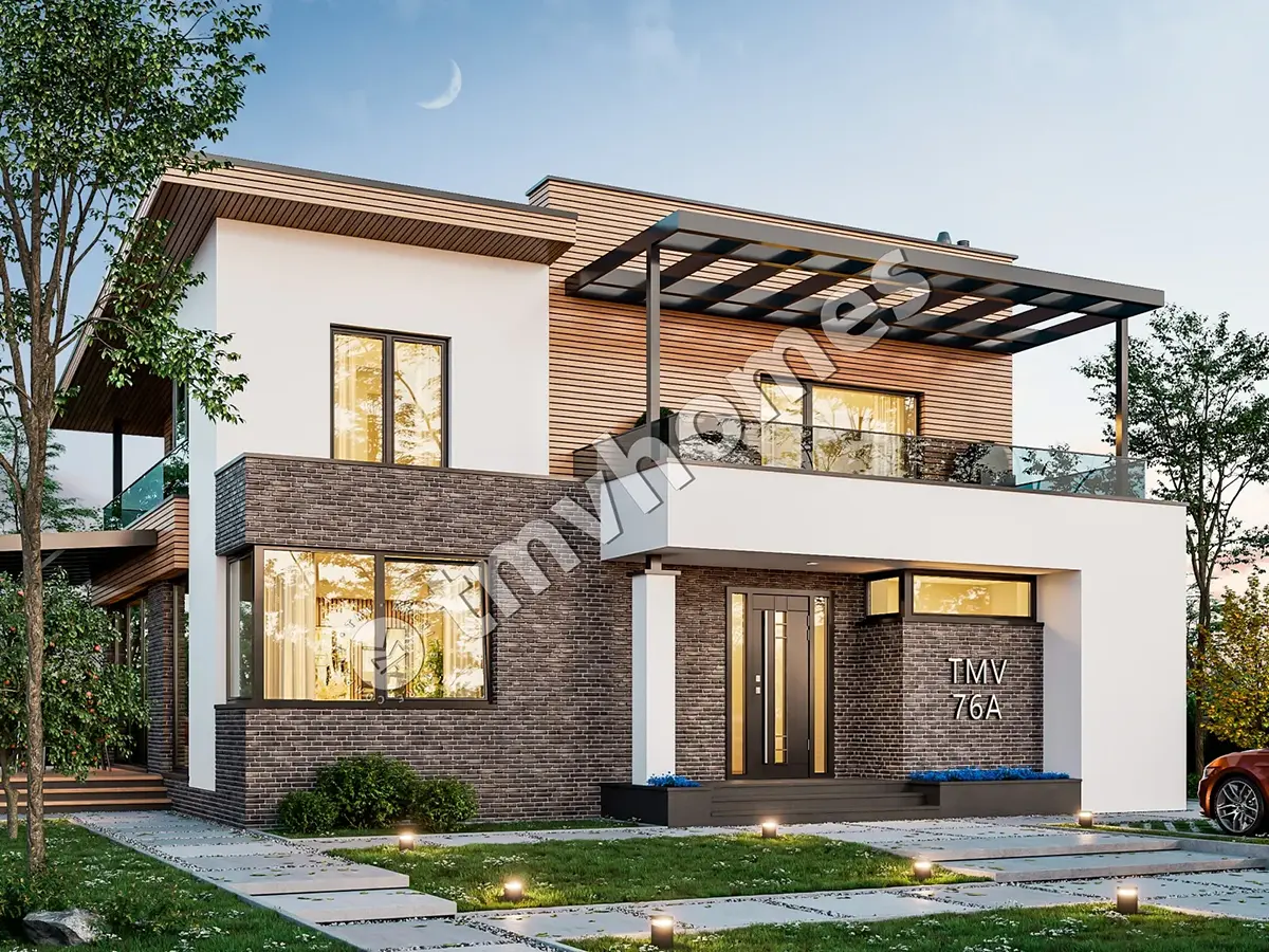 Projekt domu jednorodzinnego o pow. 206 m²: Piętrowy, 3 Sypialnie, Gabinet, 3 Łazienki, Otwarta kuchnia
