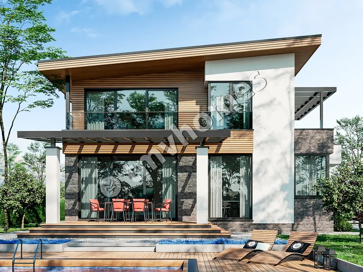 Projekt domu jednorodzinnego o pow. 206 m²: Piętrowy, 3 Sypialnie, Gabinet, 3 Łazienki, Otwarta kuchnia