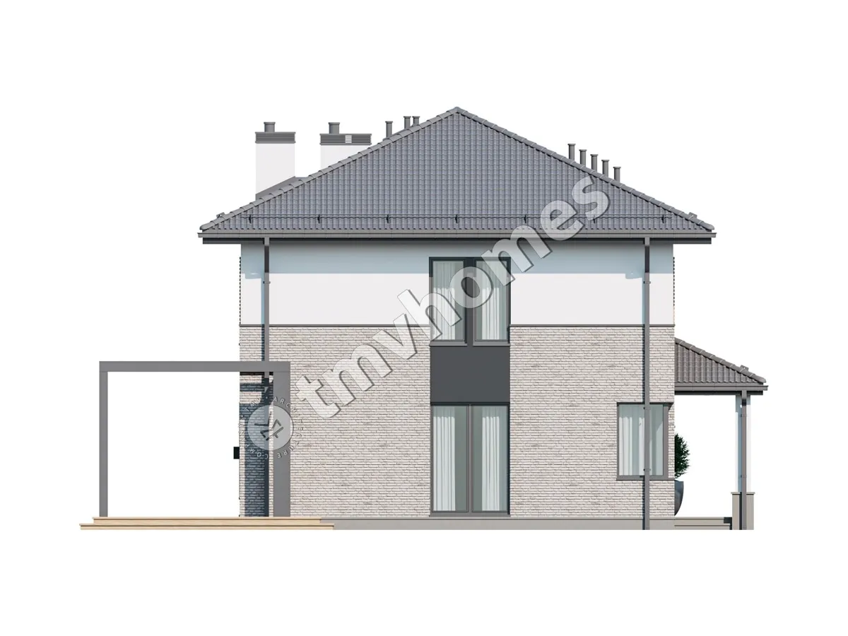 Projekt domu jednorodzinnego o pow. 229 m²: Piętrowy, 3 Sypialnie, Gabinet, 3 Łazienki, Otwarta kuchnia, Garaż
