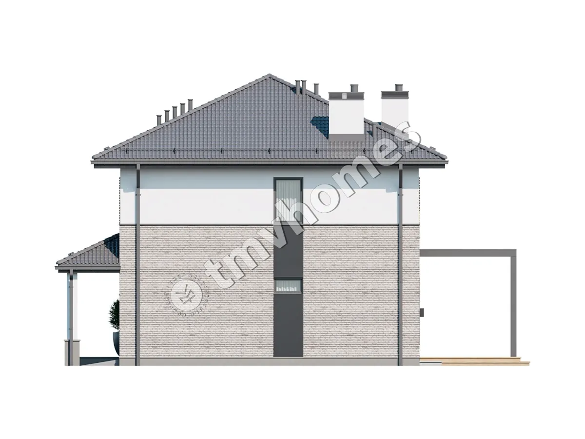 Projekt domu jednorodzinnego o pow. 229 m²: Piętrowy, 3 Sypialnie, Gabinet, 3 Łazienki, Otwarta kuchnia, Garaż