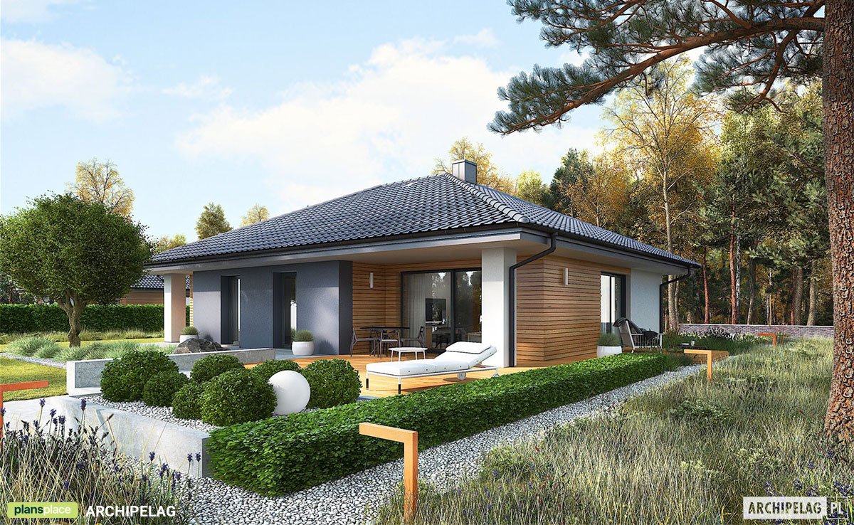 Projekt domu parterowego bez garażu z 3 sypialniami