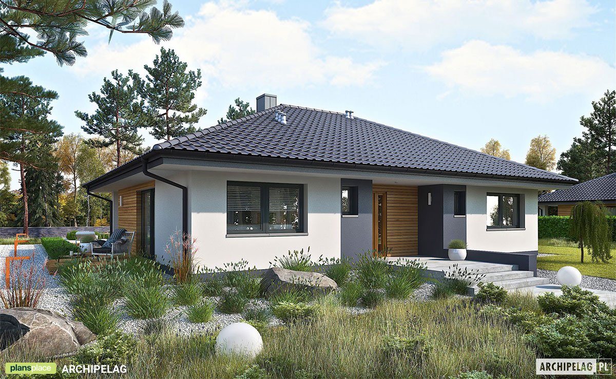 Projekt domu parterowego bez garażu z 3 sypialniami