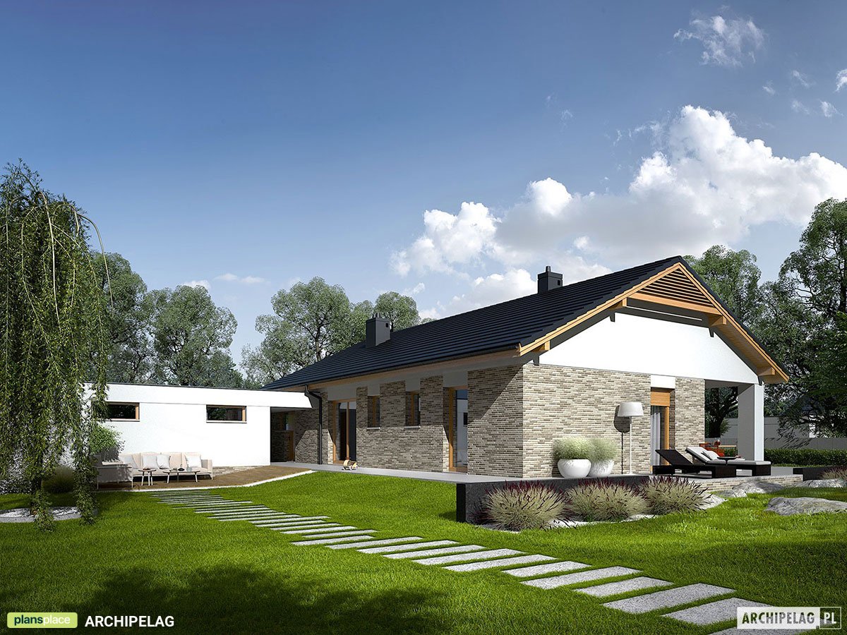 Projekt domu z kominkiem w sypialni i garażem wolnostojącym