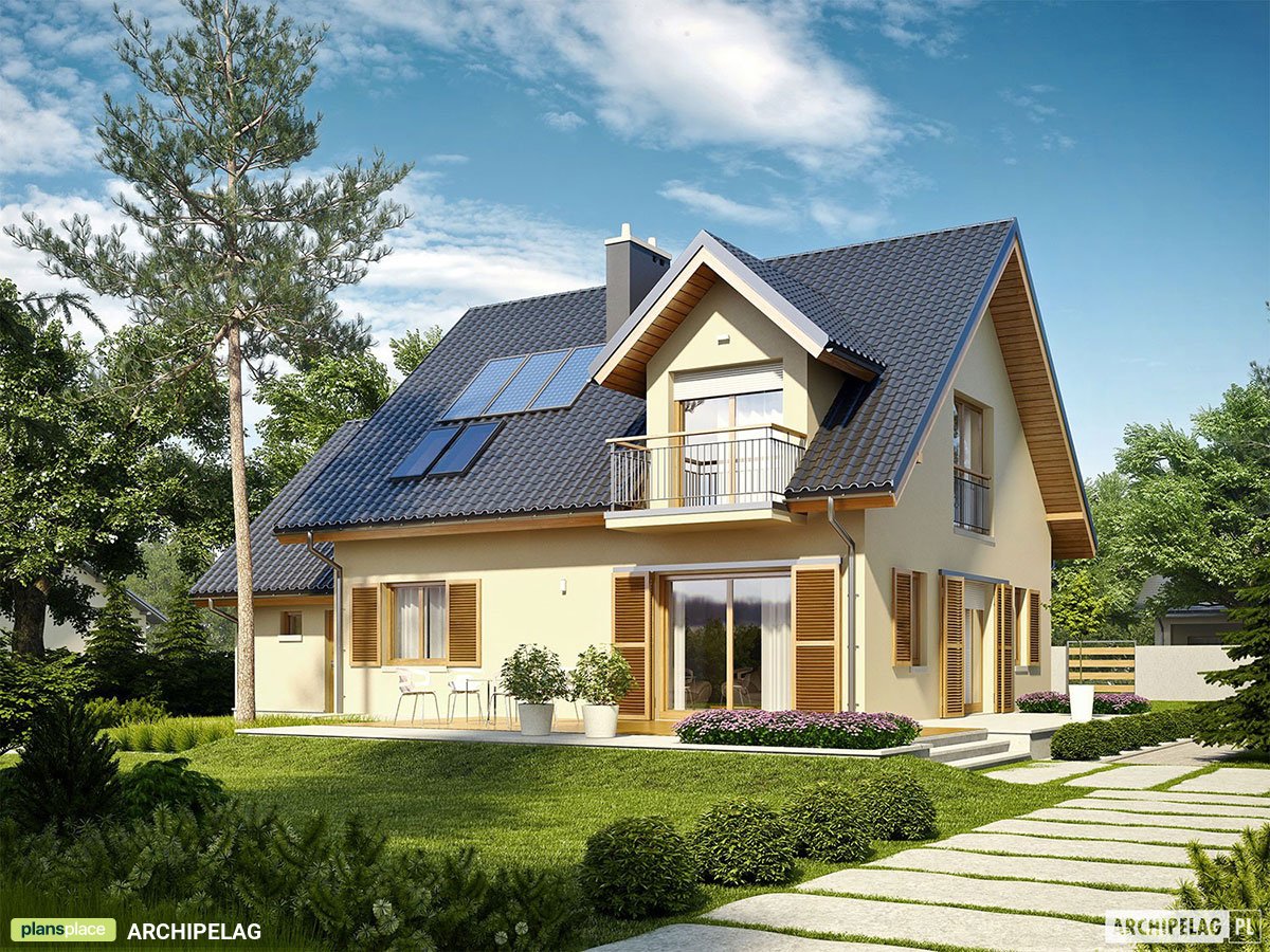 Projekt domu ze strychem do adaptacji i gabinetem na parterze