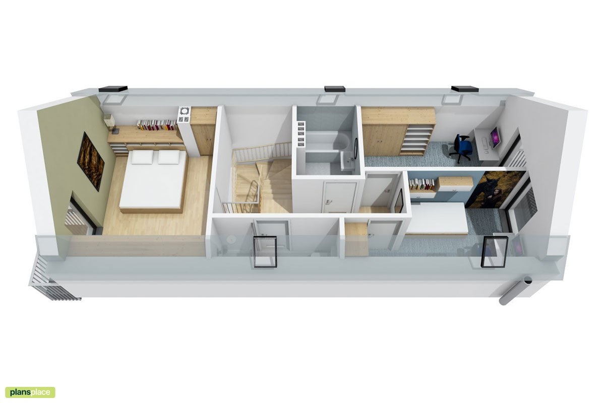 Projekt małego domu z poddaszem użytkowym z zamkniętą kuchnią